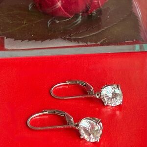 925 Silver Earrings,Elegant Silver Drop Earrings with Clear Crystal Stones